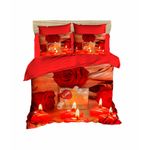 Casa si Gradina - Textile si covoare - Lenjerii de pat - Seturi de lenjerie - Set lenjerie pat dublu, L'essentiel Maison, rosu si galben, 200x220 cm, microsatina poliester si bumbac, imprimare 3d - Infinity.ro