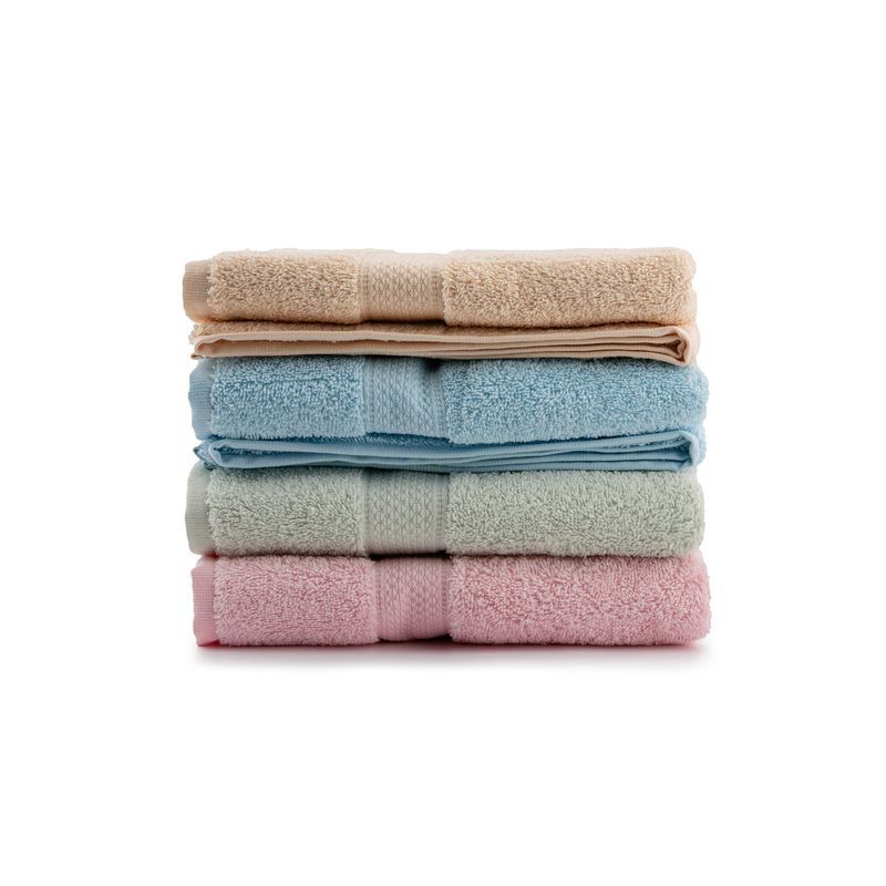 Casa si Gradina - Textile si covoare - Textile baie - Prosoape - Set prosoape de maini, L'essentiel Maison, roz deschis/apa deschisa/verde/sampanie/albastru deschis, 50x100 cm, 100% bumbac, 4 bucati - Infinity.ro
