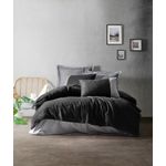 Casa si Gradina - Textile si covoare - Lenjerii de pat - Seturi de lenjerie - Set lenjerie pat dublu, L'essentiel Maison, negru gri, 200x220 cm, bumbac ranforce - Infinity.ro