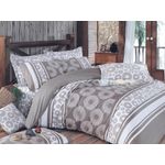 Casa si Gradina - Textile si covoare - Lenjerii de pat - Seturi de lenjerie - Set lenjerie pat single, L'essentiel Maison, maro crem alb, 100% bumbac ranforce, husa pilota 160x220 cm, cearsaf 160x240 cm - Infinity.ro