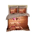 Casa si Gradina - Textile si covoare - Lenjerii de pat - Seturi de lenjerie - Set lenjerie de pat single, L'essentiel Maison, maro bej, 160x220 cm, microsatina poliester, bumbac - Infinity.ro
