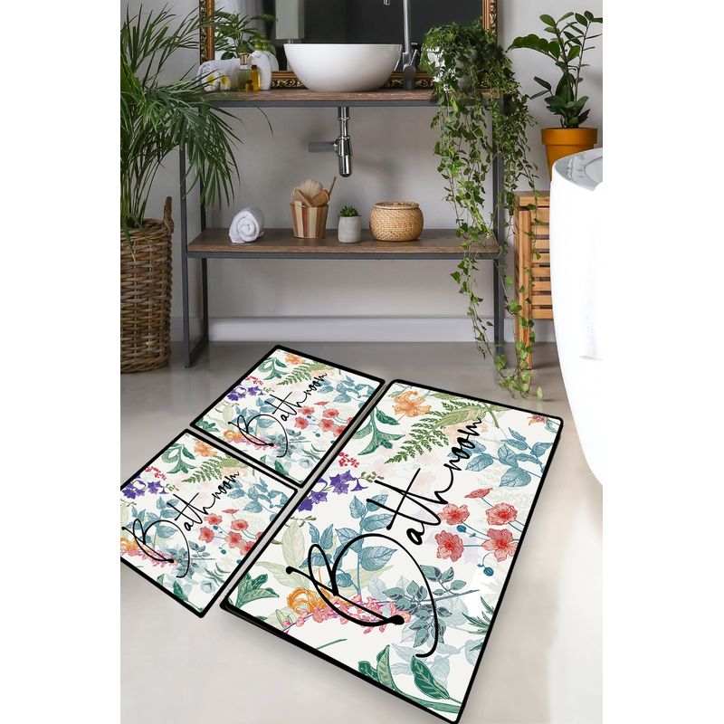 Casa si Gradina - Textile si covoare - Covoare - Covorase baie - Set covorase de baie, L'essentiel Maison, multicolor, 50x60 cm (2 bucati) + 60x100 cm (1 bucata), 100% poliester, antiderapant, 510CHL1364 - Infinity.ro