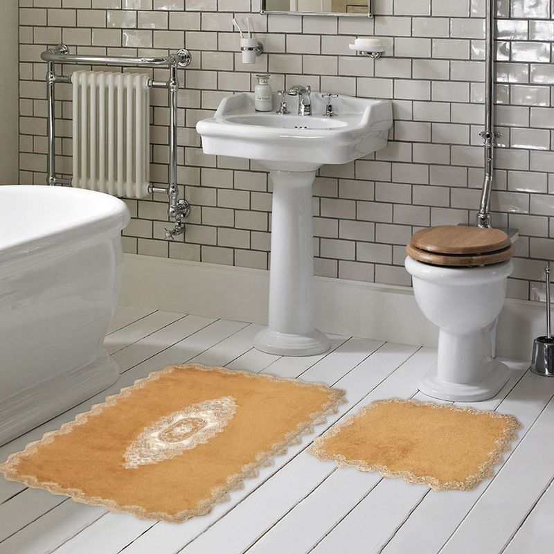 Casa si Gradina - Textile si covoare - Covoare - Covorase baie - Set covorase baie, L'essentiel Maison, maro deschis, 50x60 cm si 60x100 cm, 100% poliester, antiderapant, antibacterian - Infinity.ro