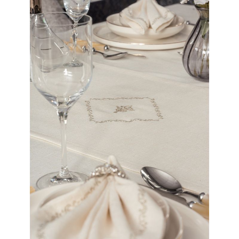 Casa si Gradina - Textile si covoare - Textile bucatarie - Fete de masa - Set fata de masa, L'essentiel Maison, ecru, 175x240 cm, 90% poliester, 10% bumbac, 8 piese - Infinity.ro