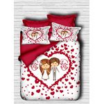 Casa si Gradina - Textile si covoare - Lenjerii de pat - Seturi de lenjerie - Set lenjerie pat single, L'essentiel Maison, alb rosu, 160x220 cm, microsatina poliester si bumbac, imprimare 3d - Infinity.ro