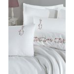 Casa si Gradina - Textile si covoare - Lenjerii de pat - Seturi de lenjerie - Set lenjerie pat dublu, L'essentiel Maison, alb, 200x220 cm, 100% bumbac, broderie manuala - Infinity.ro