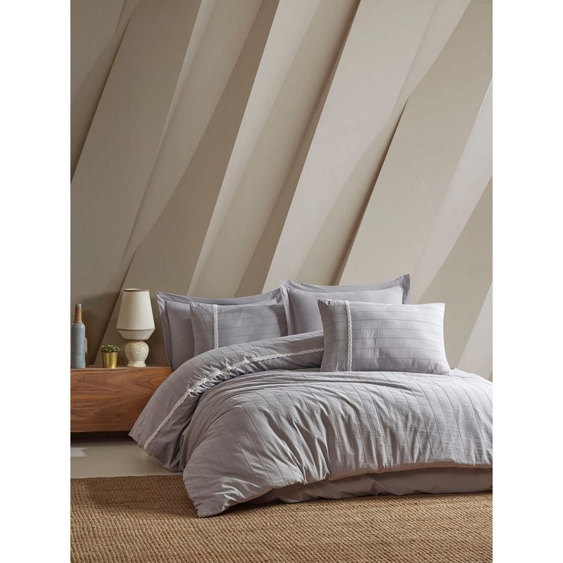 Casa si Gradina - Textile si covoare - Lenjerii de pat - Seturi de lenjerie - Set lenjerie de pat, L'essentiel Maison, gri, 200x220 cm, 100% bumbac, jacquard - Infinity.ro