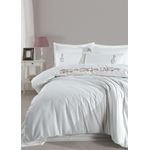 Casa si Gradina - Textile si covoare - Lenjerii de pat - Seturi de lenjerie - Set lenjerie pat dublu, L'essentiel Maison, alb, 200x220 cm, 100% bumbac, broderie manuala - Infinity.ro