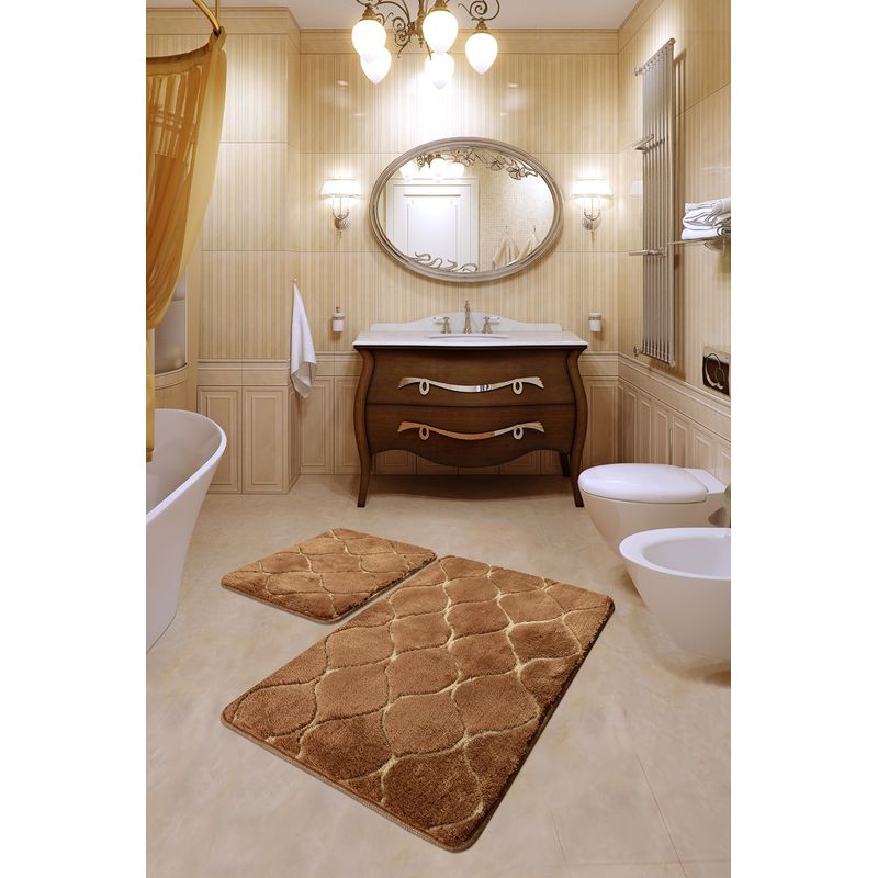 Casa si Gradina - Textile si covoare - Covoare - Covorase baie - Set covorase baie, L'essentiel Maison, caramel, 50x60 cm si 60x100 cm, 100% acrilic, antiderapant - Infinity.ro