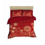 Casa si Gradina - Textile si covoare - Lenjerii de pat - Seturi de lenjerie - Set lenjerie pat dublu, L'essentiel Maison, rosu auriu, 200x220 cm, microsatina poliester si bumbac, imprimare 3d - Infinity.ro