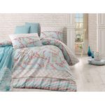 Casa si Gradina - Textile si covoare - Lenjerii de pat - Seturi de lenjerie - Set lenjerie pat dublu, L'essentiel Maison, turcoaz crem roz maro, 200x220 cm, 65% bumbac 35% poliester - Infinity.ro