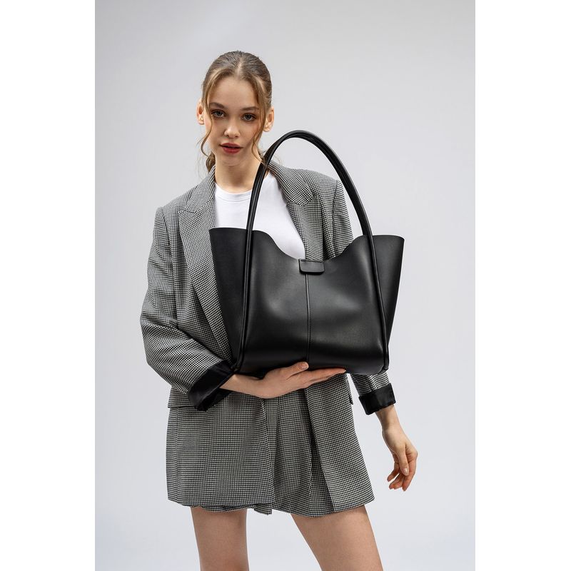 Fashion, accesorii si bijuterii - Femei - Accesorii femei - Genti si rucsacuri femei - Geanta tote, Lucky Bees, dama, negru, 30x9x29 cm, piele ecologica - Infinity.ro