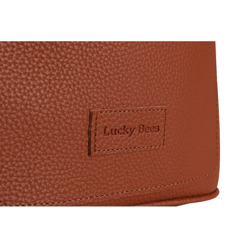 Fashion, accesorii si bijuterii - Femei - Accesorii femei - Genti si rucsacuri femei - Rucsac, Lucky Bees, piele ecologica, cafeniu, 26x14x30 cm - Infinity.ro