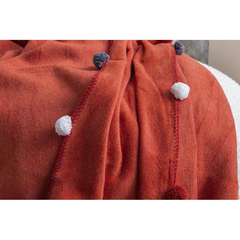 Casa si Gradina - Textile si covoare - Pături și cuverturi - Pături - Patura, L'essentiel Maison, rosu tigla, 150x200 cm, bumbac-acrilic-poliester - Infinity.ro