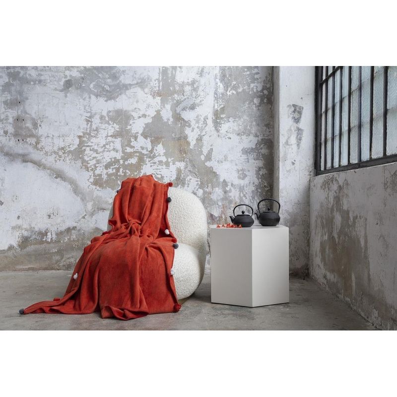 Casa si Gradina - Textile si covoare - Pături și cuverturi - Pături - Patura, L'essentiel Maison, rosu tigla, 150x200 cm, bumbac-acrilic-poliester - Infinity.ro