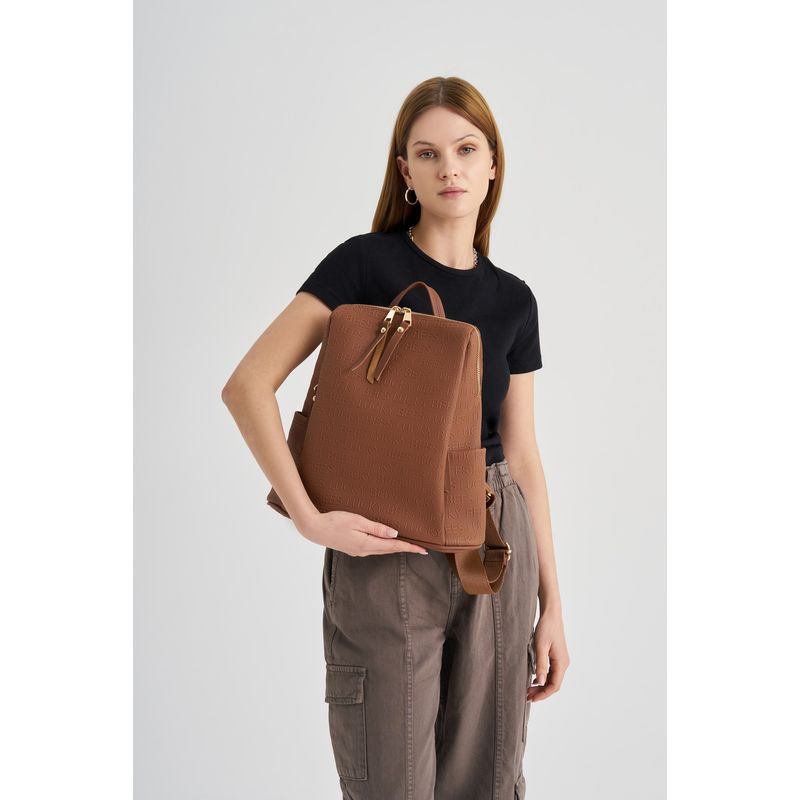 Fashion, accesorii si bijuterii - Femei - Accesorii femei - Genti si rucsacuri femei - Rucsac, Lucky Bees, piele sintetica, cafeniu, 34x13x35 cm - Infinity.ro