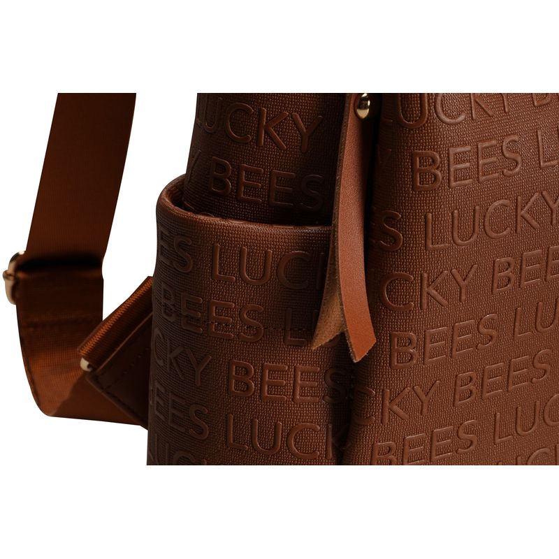 Fashion, accesorii si bijuterii - Femei - Accesorii femei - Genti si rucsacuri femei - Rucsac, Lucky Bees, piele sintetica, cafeniu, 34x13x35 cm - Infinity.ro