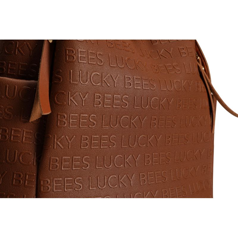 Fashion, accesorii si bijuterii - Femei - Accesorii femei - Genti si rucsacuri femei - Rucsac, Lucky Bees, piele sintetica, cafeniu, 34x13x35 cm - Infinity.ro