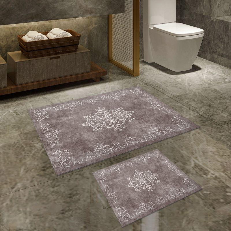 Casa si Gradina - Textile si covoare - Covoare - Covorase baie - Set covorase de baie, L'essentiel Maison, taupe, 50x60 cm si 60x100 cm, 100% poliester, antiderapant - Infinity.ro