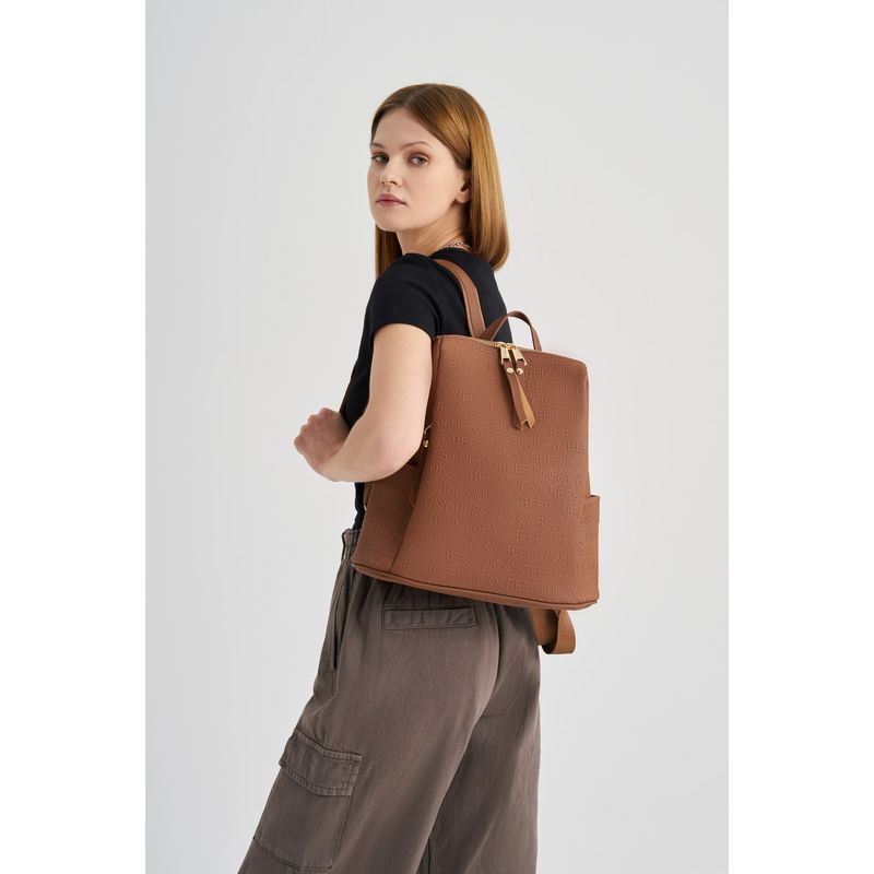 Fashion, accesorii si bijuterii - Femei - Accesorii femei - Genti si rucsacuri femei - Rucsac, Lucky Bees, piele sintetica, cafeniu, 34x13x35 cm - Infinity.ro