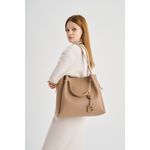 Fashion, accesorii si bijuterii - Femei - Accesorii femei - Genti si rucsacuri femei - Geanta de umar, Lucky Bees, piele polivinilica, camel, 36x12x33 cm - Infinity.ro