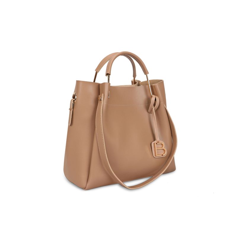 Fashion, accesorii si bijuterii - Femei - Accesorii femei - Genti si rucsacuri femei - Geanta de umar, Lucky Bees, piele polivinilica, camel, 36x12x33 cm - Infinity.ro