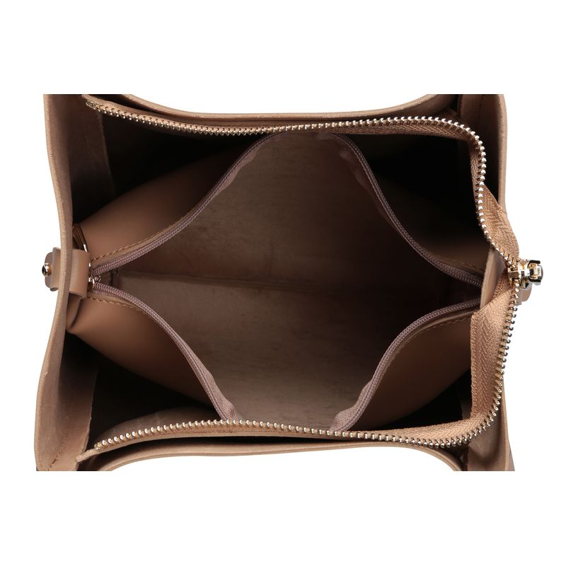 Fashion, accesorii si bijuterii - Femei - Accesorii femei - Genti si rucsacuri femei - Geanta de umar, Lucky Bees, piele polivinilica, camel, 36x12x33 cm - Infinity.ro