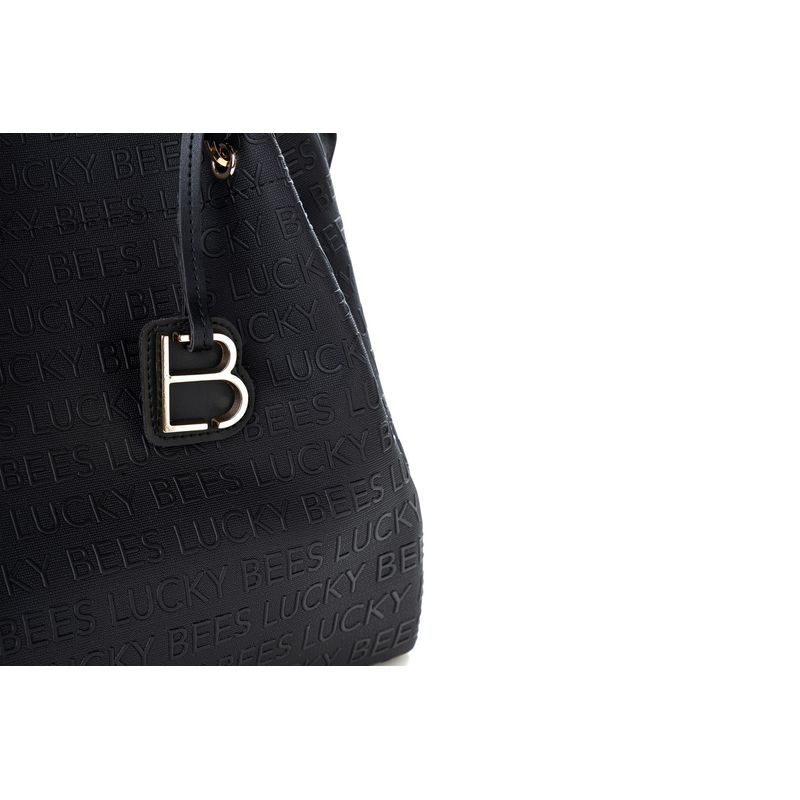 Fashion, accesorii si bijuterii - Femei - Accesorii femei - Genti si rucsacuri femei - Geanta de umar, Lucky Bees, dama, negru, 36x12x33 cm, piele ecologica, 671LKB1546 - Infinity.ro