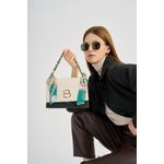 Fashion, accesorii si bijuterii - Femei - Accesorii femei - Genti si rucsacuri femei - Geanta crossbody, Lucky Bees, piele polivinilica, crem, verde inchis, 23x10x16 cm - Infinity.ro