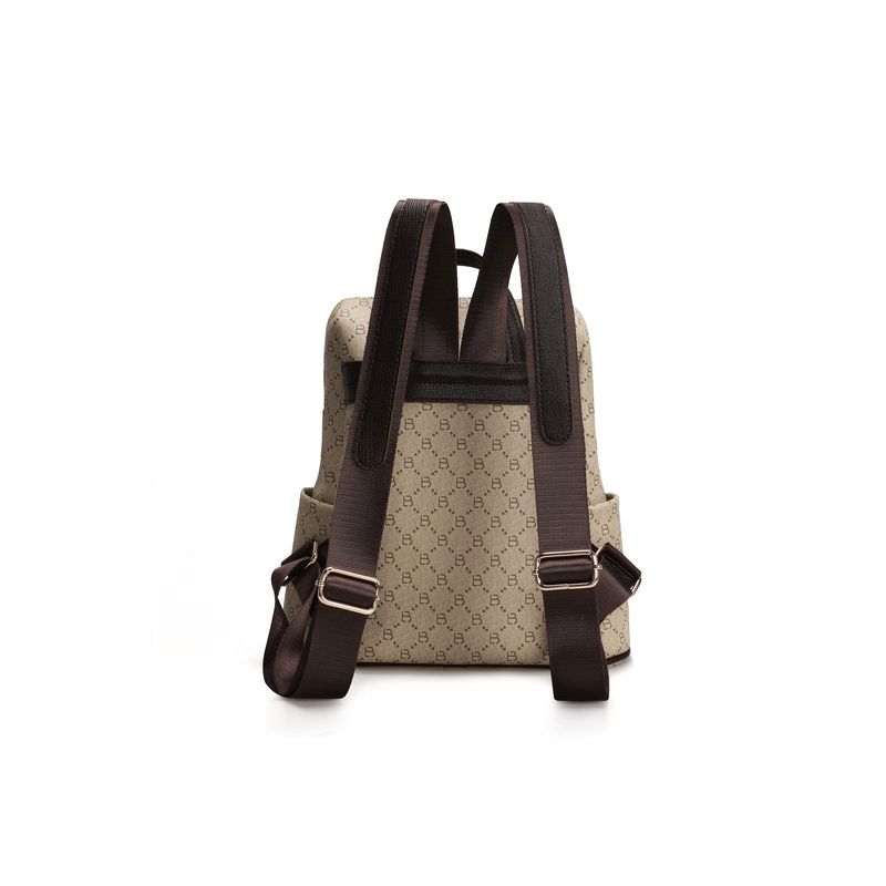 Fashion, accesorii si bijuterii - Femei - Accesorii femei - Genti si rucsacuri femei - Rucsac, Lucky Bees, dama, crem maro, 34x13x35 cm, piele sintetica - Infinity.ro