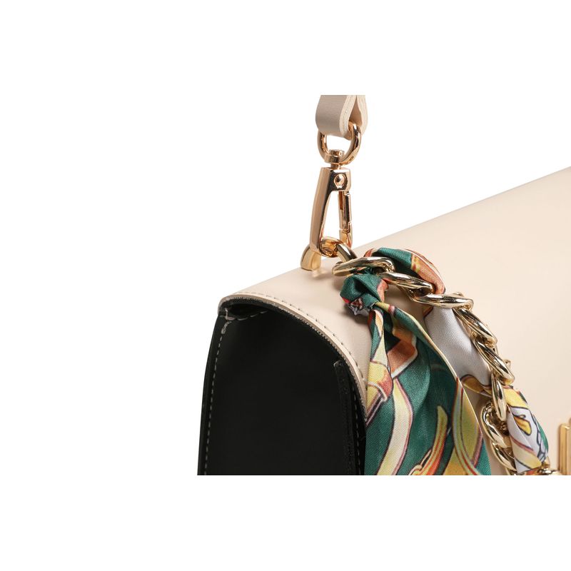 Fashion, accesorii si bijuterii - Femei - Accesorii femei - Genti si rucsacuri femei - Geanta crossbody, Lucky Bees, piele polivinilica, crem, verde inchis, 23x10x16 cm - Infinity.ro