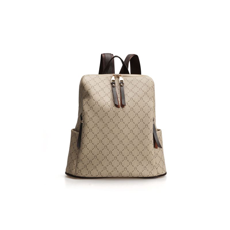 Fashion, accesorii si bijuterii - Femei - Accesorii femei - Genti si rucsacuri femei - Rucsac, Lucky Bees, dama, crem maro, 34x13x35 cm, piele sintetica - Infinity.ro