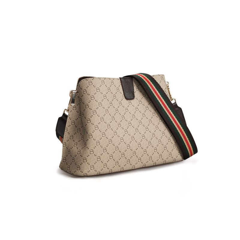 Fashion, accesorii si bijuterii - Femei - Accesorii femei - Genti si rucsacuri femei - Geanta de umar, Lucky Bees, dama, crem maro, 29x13x21 cm, piele sintetica - Infinity.ro