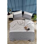 Casa si Gradina - Textile si covoare - Lenjerii de pat - Seturi de lenjerie - Set lenjerie pat single, L'essentiel Maison, negru alb gri, 160x220 cm, bumbac poliester, 670TBH1111 - Infinity.ro