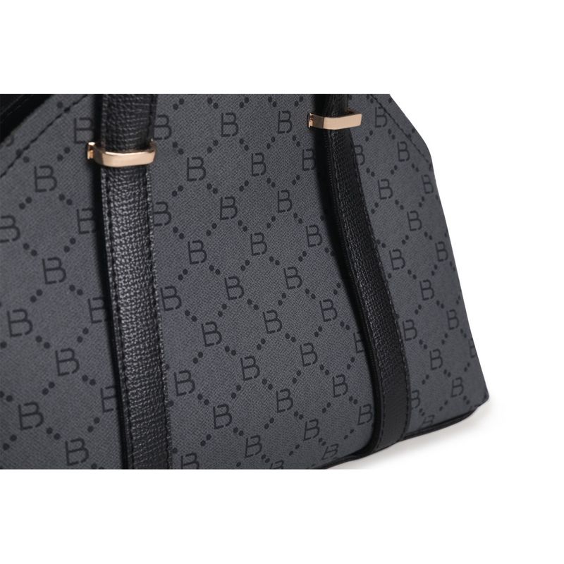 Fashion, accesorii si bijuterii - Femei - Accesorii femei - Genti si rucsacuri femei - Geanta de mana, Lucky Bees, dama, gri si negru, 27x10x20 cm, piele polivinilica - Infinity.ro