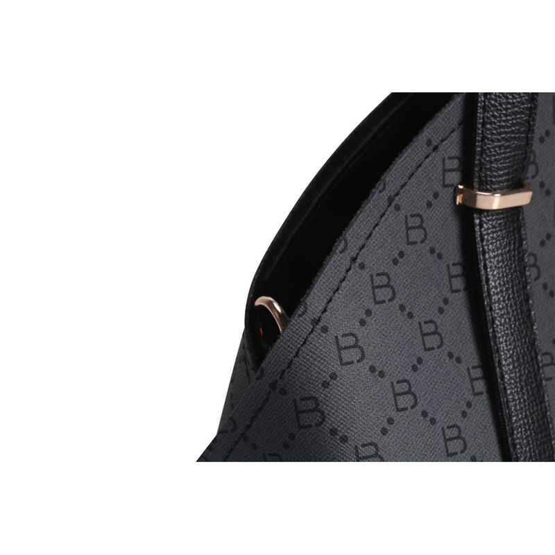 Fashion, accesorii si bijuterii - Femei - Accesorii femei - Genti si rucsacuri femei - Geanta de mana, Lucky Bees, dama, gri si negru, 27x10x20 cm, piele polivinilica - Infinity.ro