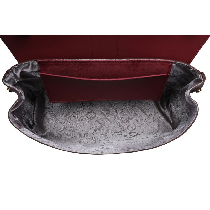 Fashion, accesorii si bijuterii - Femei - Accesorii femei - Genti si rucsacuri femei - Geanta de umar, Lucky Bees, piele polivinilica, rosu bordo si maro, 26x10x20 cm - Infinity.ro