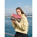 Fashion, accesorii si bijuterii - Femei - Accesorii femei - Genti si rucsacuri femei - Geanta de umar, Lucky Bees, piele polivinilica, rosu bordo si maro, 26x10x20 cm - Infinity.ro