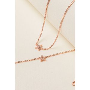 Set colier si bratara, Heliophilia, argint 925, aur roz, unisex, marime universala