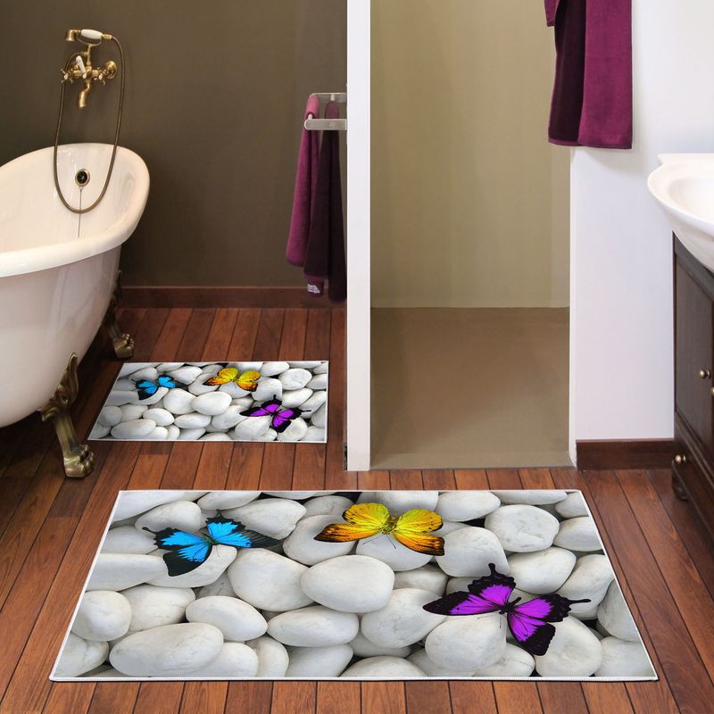 Casa si Gradina - Textile si covoare - Covoare - Covorase baie - Set covorase de baie, L'essentiel Maison, multicolor, 50x60 cm si 60x100 cm, 100% poliester, antiderapant, antibacterian, 299ANR1577 - Infinity.ro