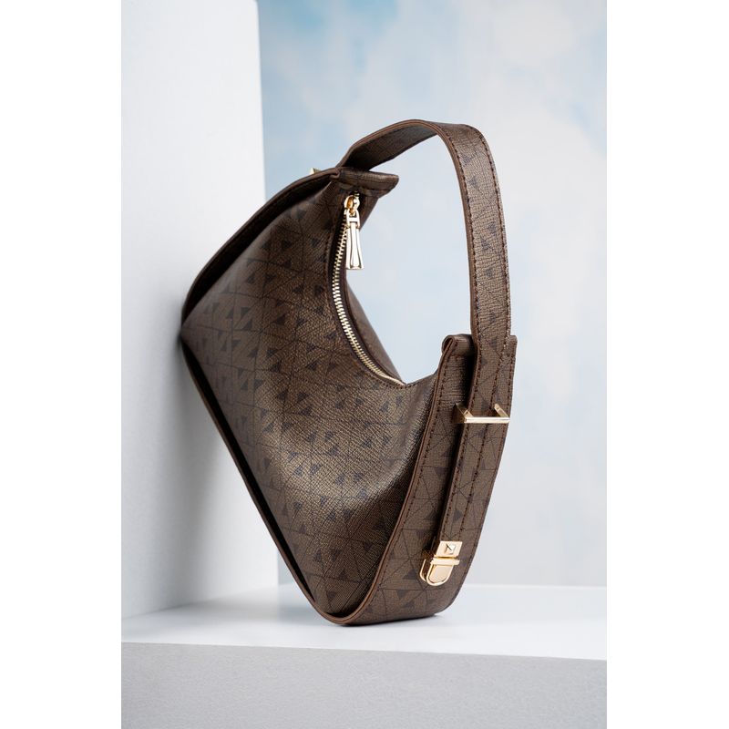 Fashion, accesorii si bijuterii - Femei - Accesorii femei - Genti si rucsacuri femei - Geanta de mana, Lucky Bees, piele polivinilica, maro, 28x8x20 cm - Infinity.ro