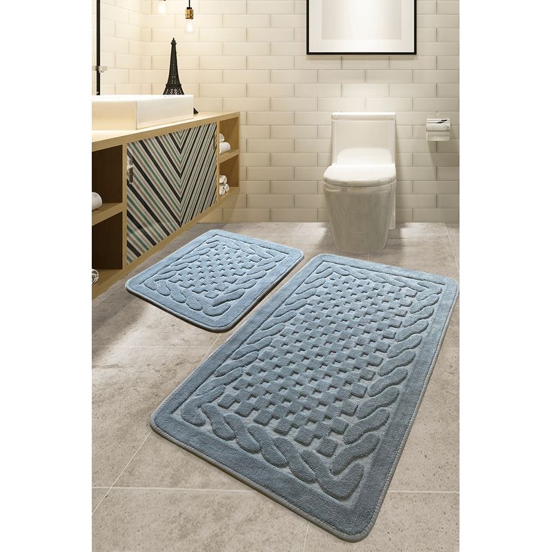 Casa si Gradina - Textile si covoare - Covoare - Covorase baie - Set covorase de baie, L'essentiel Maison, gri, 60x100 cm + 50x60 cm, 100% bumbac, antiderapant - Infinity.ro