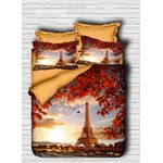 Casa si Gradina - Textile si covoare - Lenjerii de pat - Seturi de lenjerie - Set lenjerie pat single, L'essentiel Maison, maro albastru alb, 160x220 cm, bumbac poliester, imprimare 3d - Infinity.ro