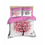 Casa si Gradina - Textile si covoare - Lenjerii de pat - Seturi de lenjerie - Set lenjerie de pat single, L'essentiel Maison, alb roz rosu, 160x220 cm, bumbac si poliester, imprimare 3d - Infinity.ro