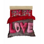 Casa si Gradina - Textile si covoare - Lenjerii de pat - Seturi de lenjerie - Set lenjerie de pat, L'essentiel Maison, rosu gri roz, 160x220 cm, bumbac si poliester, imprimare 3d - Infinity.ro