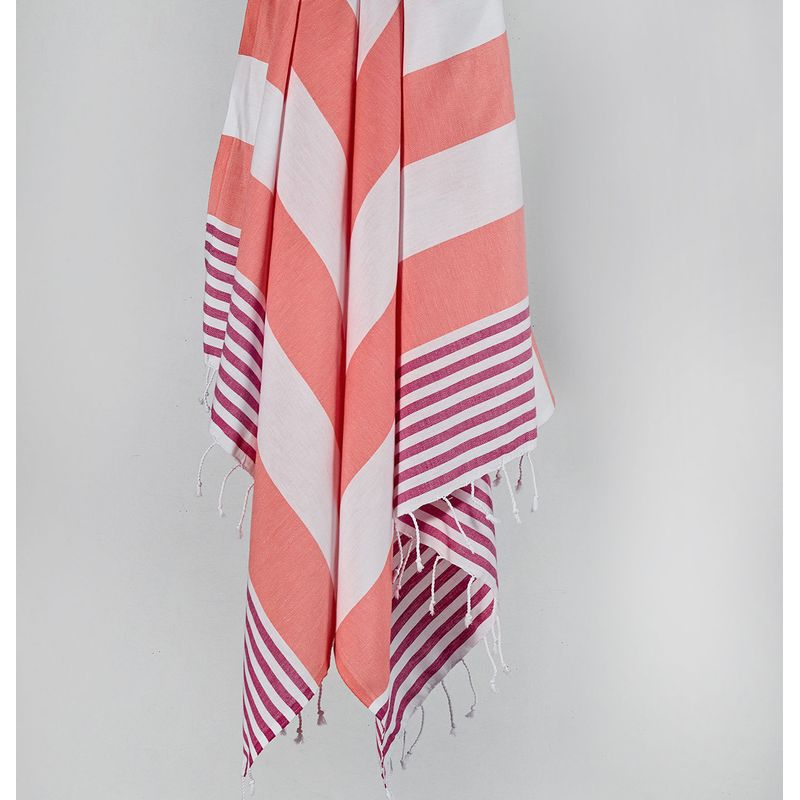 Casa si Gradina - Textile si covoare - Textile baie - Prosoape - Prosop de plaja fouta, L'essentiel Maison, fucsia alb, 100x180 cm, 100% bumbac - Infinity.ro