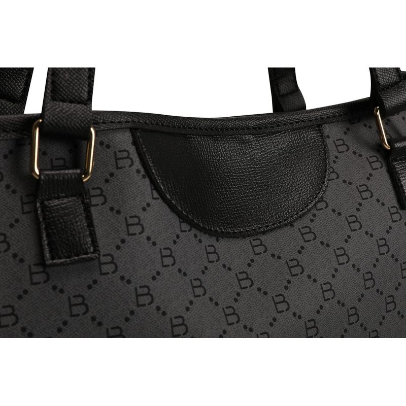 Fashion, accesorii si bijuterii - Femei - Accesorii femei - Genti si rucsacuri femei - Geanta tote, Lucky Bees, dama, gri si negru, 37x15x28 cm, piele sintetica - Infinity.ro