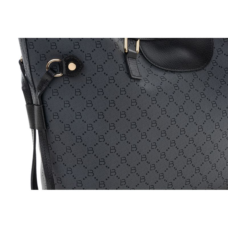 Fashion, accesorii si bijuterii - Femei - Accesorii femei - Genti si rucsacuri femei - Geanta tote, Lucky Bees, dama, gri si negru, 37x15x28 cm, piele sintetica - Infinity.ro