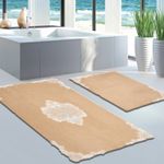 Casa si Gradina - Textile si covoare - Covoare - Covorase baie - Set covorase de baie, L'essentiel Maison, cappuccino, 50x60 cm si 60x100 cm, 100% poliester, antiderapant, 394ANR1554 - Infinity.ro