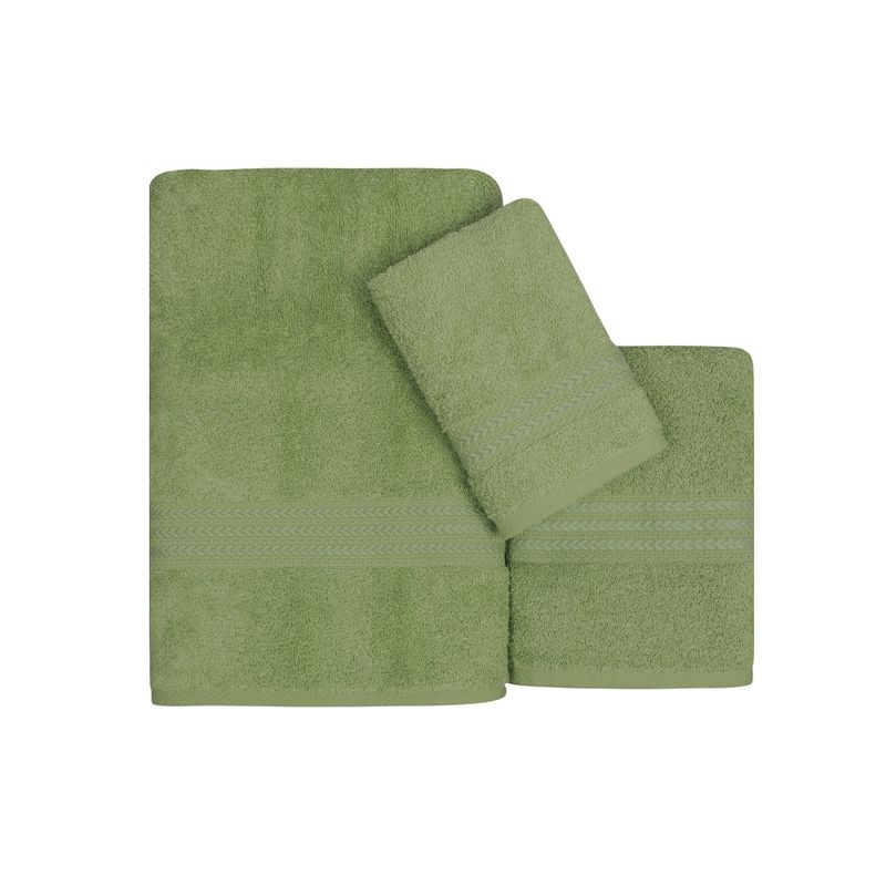 Casa si Gradina - Textile si covoare - Textile baie - Prosoape - Set prosoape baie, L'essentiel Maison, verde, 3 piese, 100% bumbac - Infinity.ro